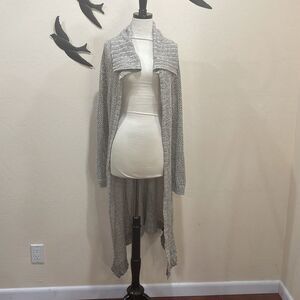 Peruvian Connection Pima Cotton Open Front Long Sleeve Knit Duster Cardigan - L